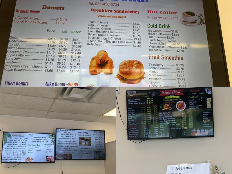 Emily Donuts Menu