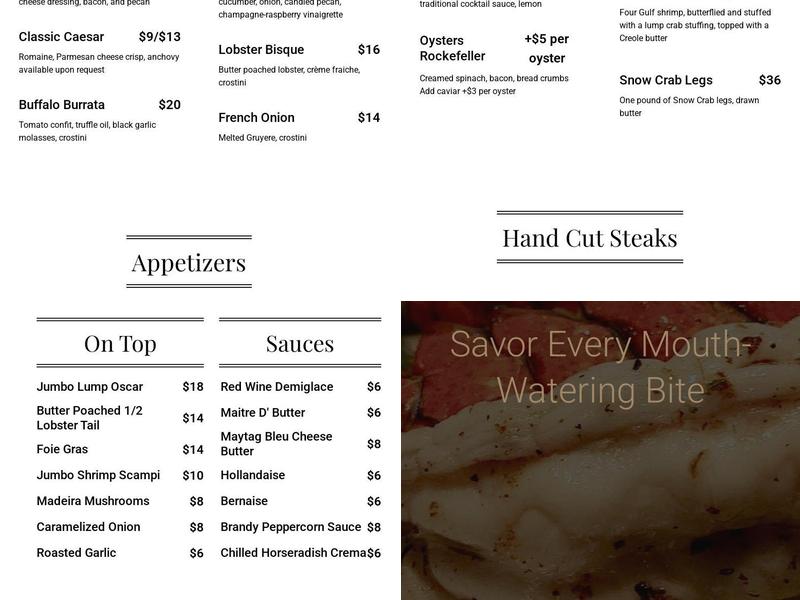 Prime 239 Steakhouse Menu