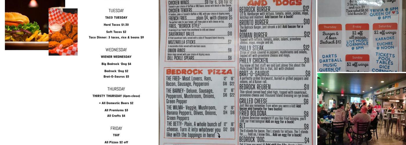 Bedrock Tavern Menu