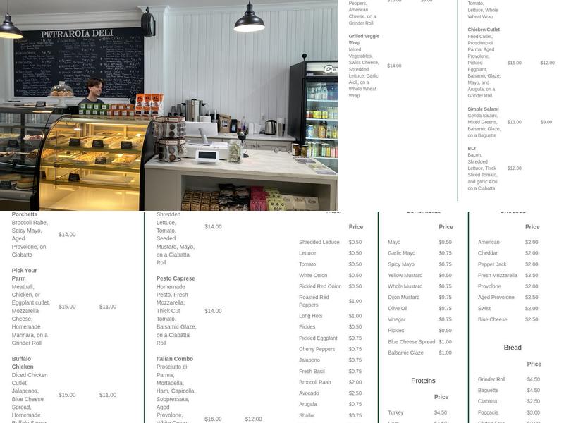 Petraroia Deli Menu