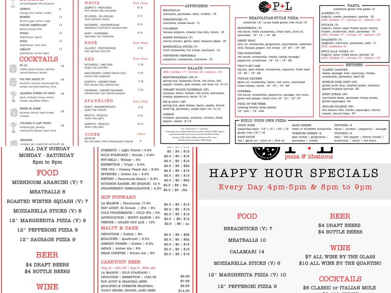 Pizza & Libations Menu