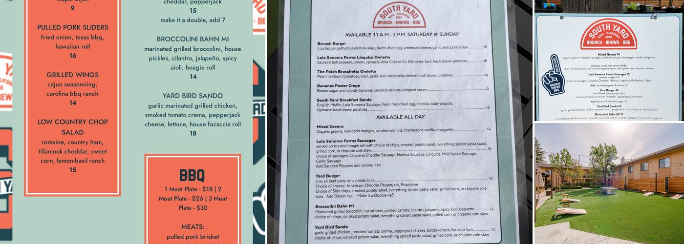 South Yard Menu