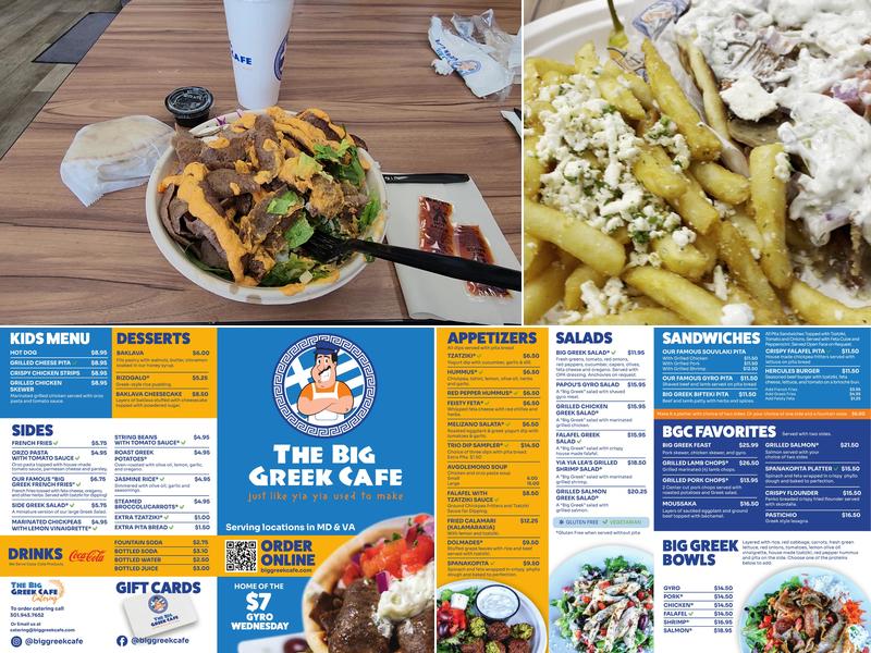 The Big Greek Cafe Menu