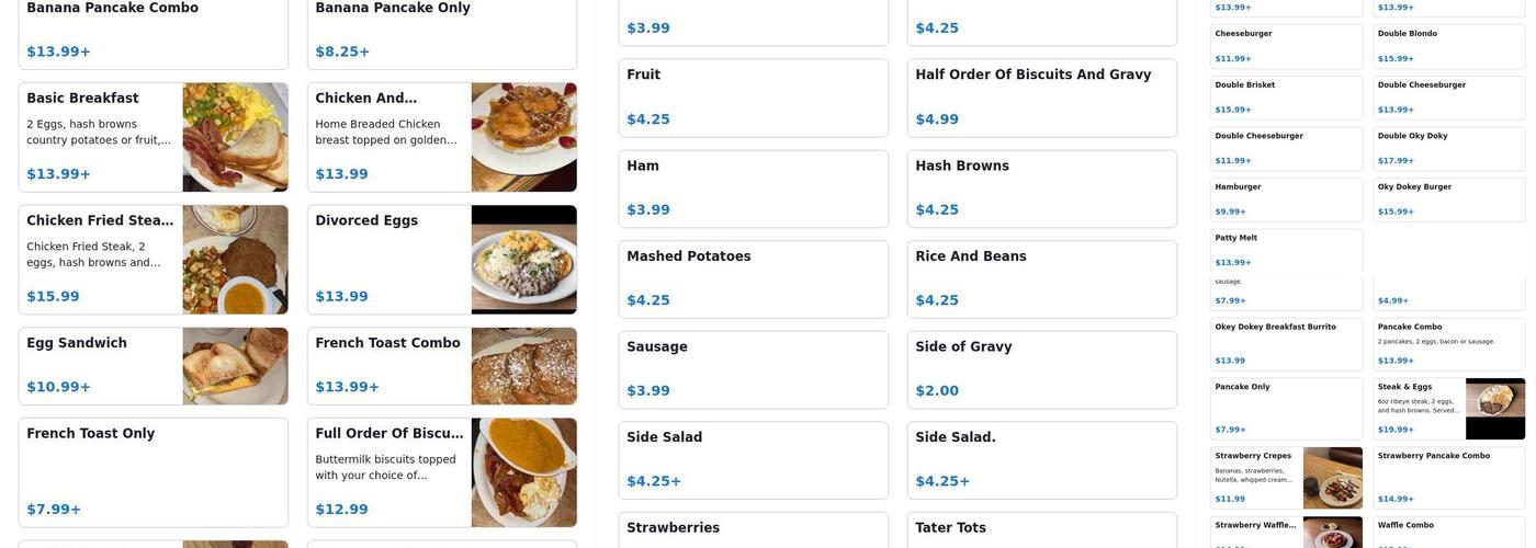 Okey Dokey Bar and Grill Menu