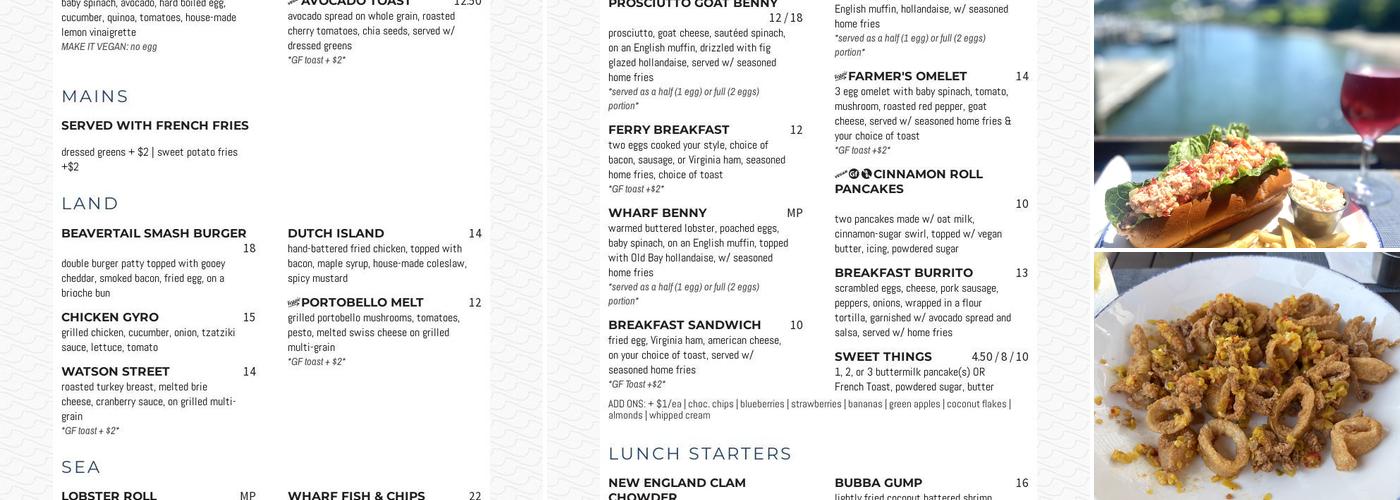 1 Ferry Wharf Menu