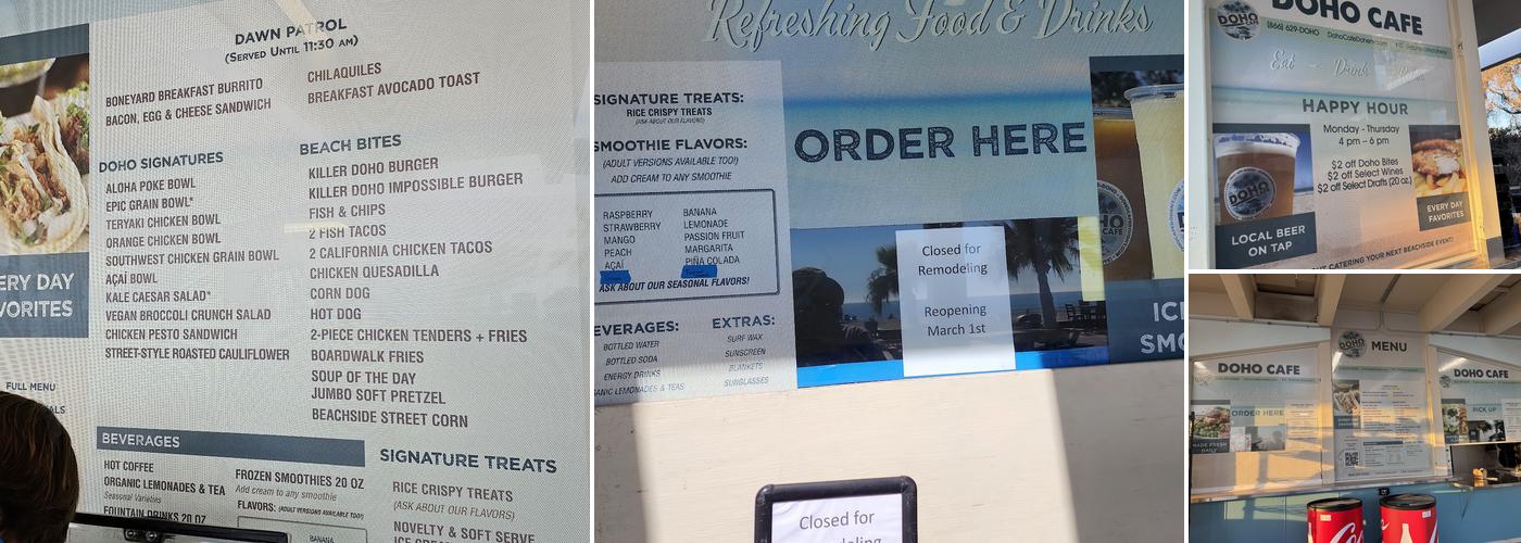Doho Cafe at Doheny Beach Menu
