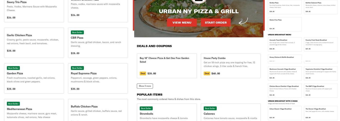 Urban NY Pizza & Grill Menu