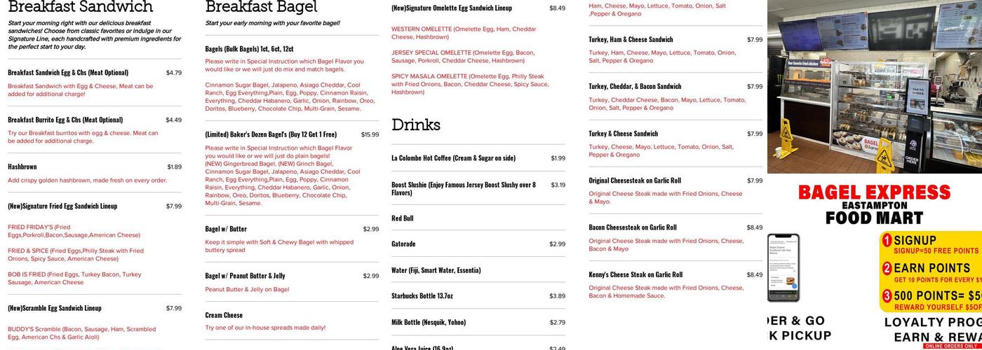 Bagel Express Food Mart (Eastampton) Menu