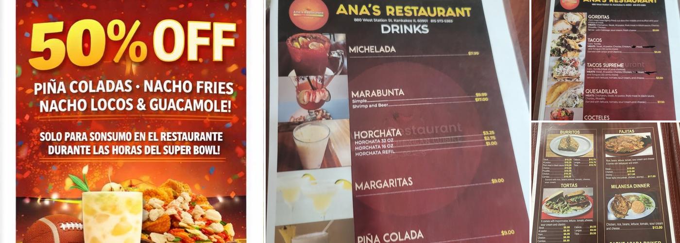 Ana’s Restaurant Menu