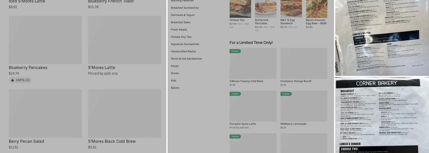 Corner Bakery Menu