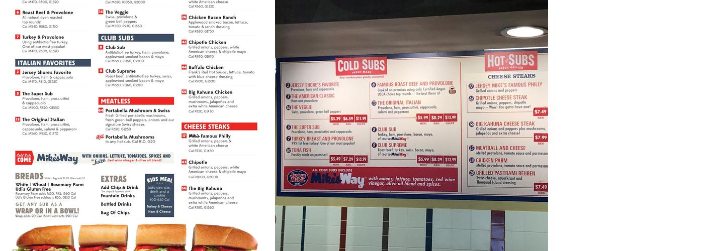 Jersey Mike's Subs Menu