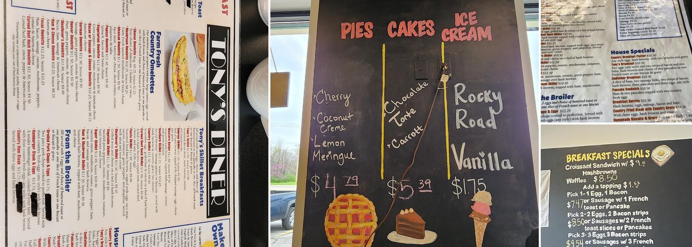 Tony’s diner Menu