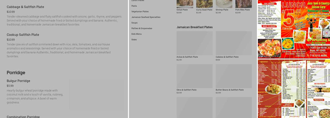 JESS TOWN & COUNTRY CUISINE CORP Menu