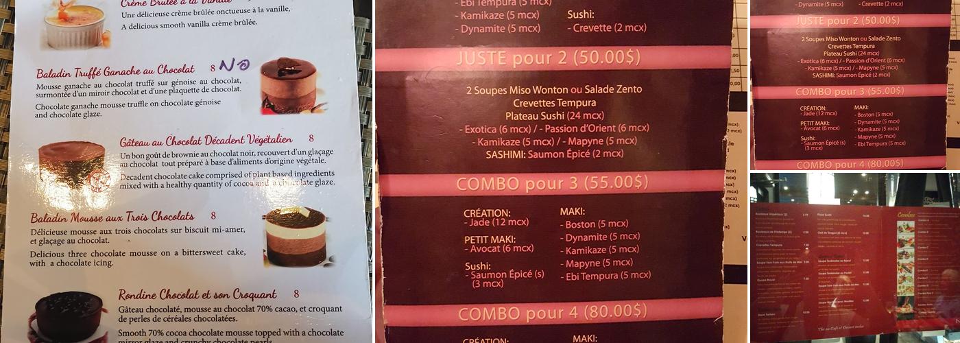 Zento Sushi Menu