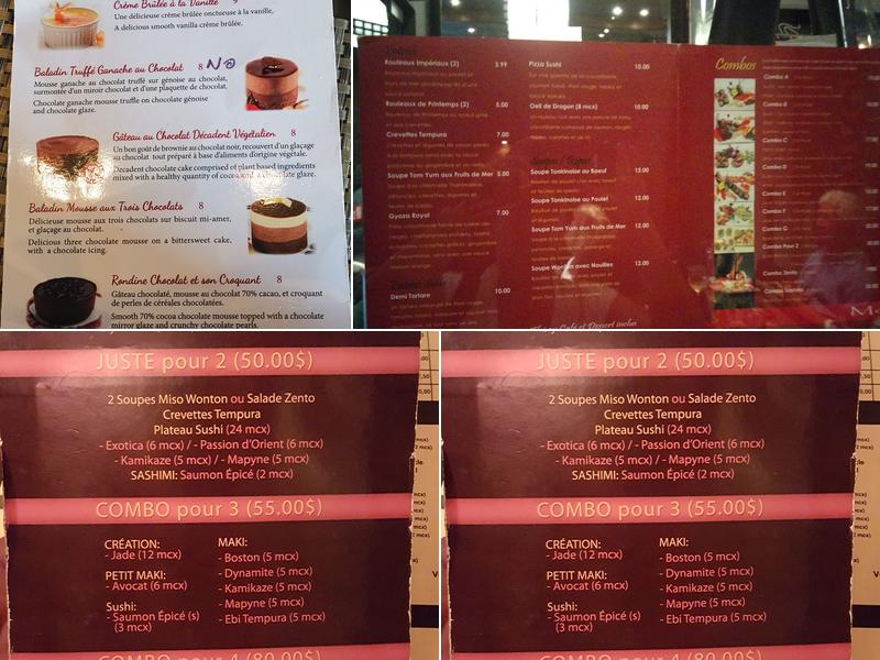 Zento Sushi Menu