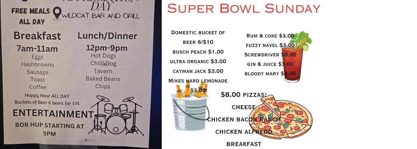 Wildcat Bar and Grill Menu