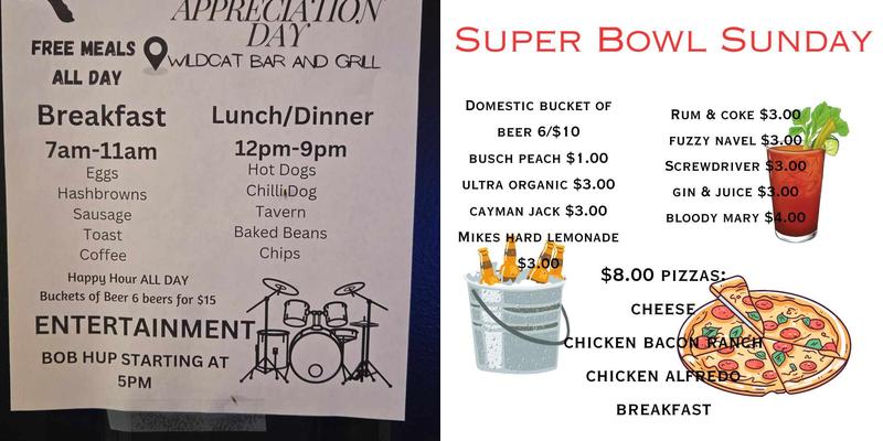 Wildcat Bar and Grill Menu