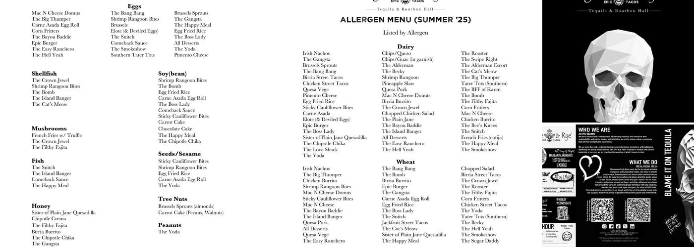 Agave & Rye Perrysburg Menu