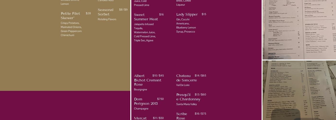 Lady Slipper Menu