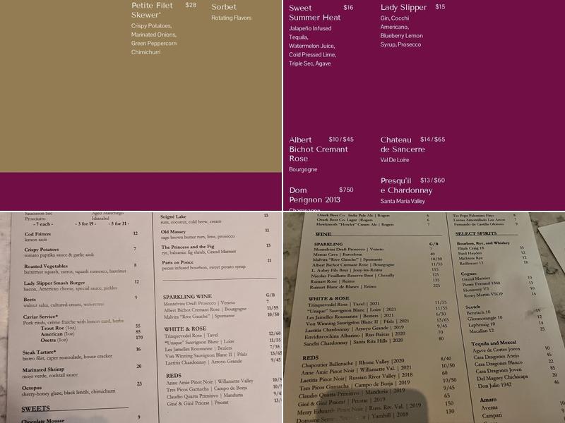 Lady Slipper Menu