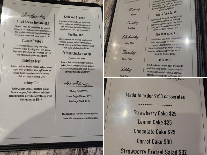 Two Fish & a Toad Menu