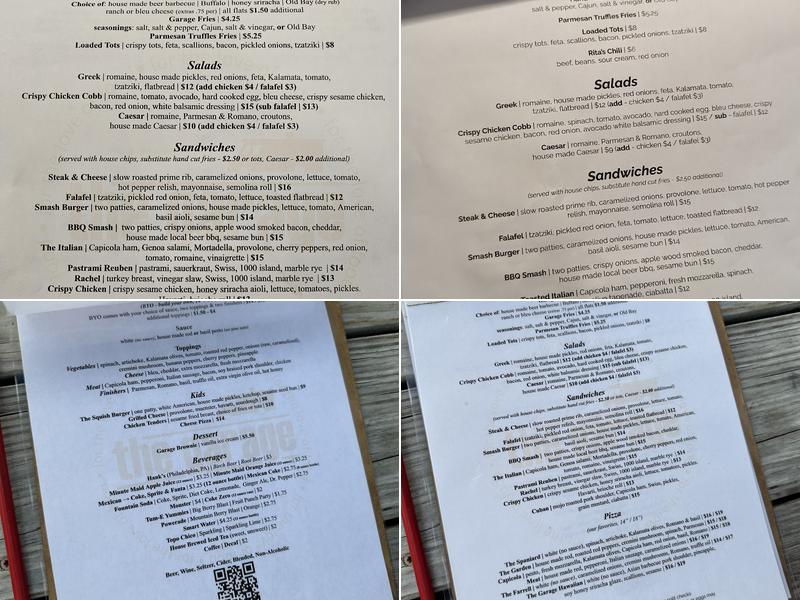 The Garage Menu