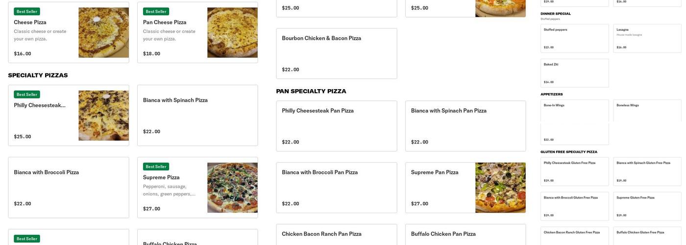 Miley E's Pizza LLC Menu