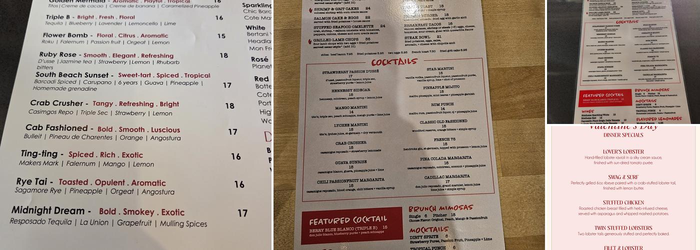 Crab Cab Menu