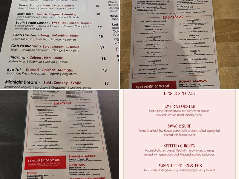 Crab Cab Menu