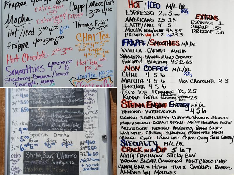 Off the Rails Coffee Shop Menu