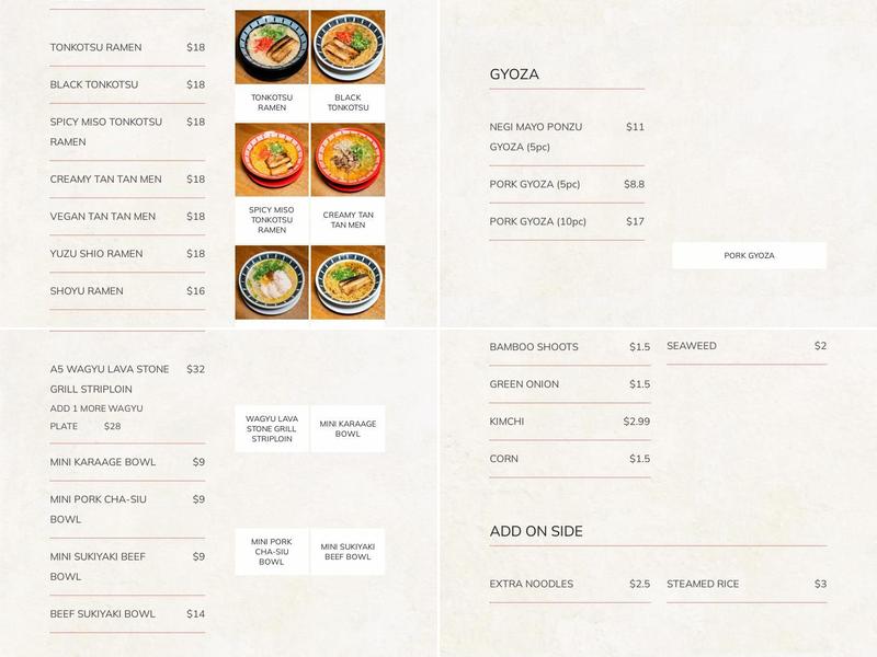CAMADO RAMEN TAVERN Menu