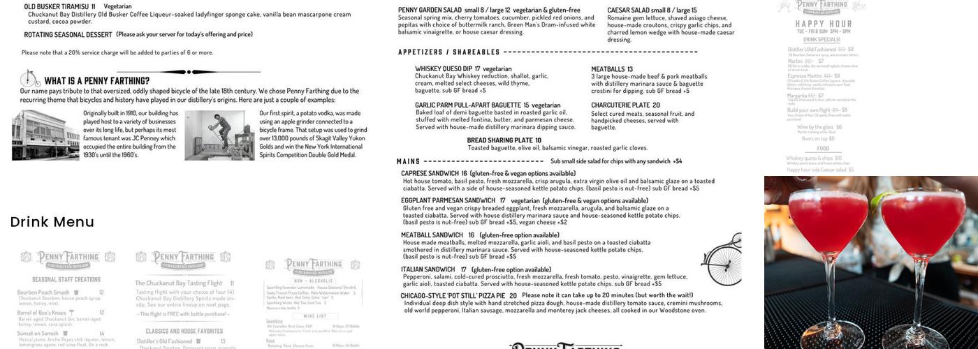 Penny Farthing Bar & Restaurant Menu
