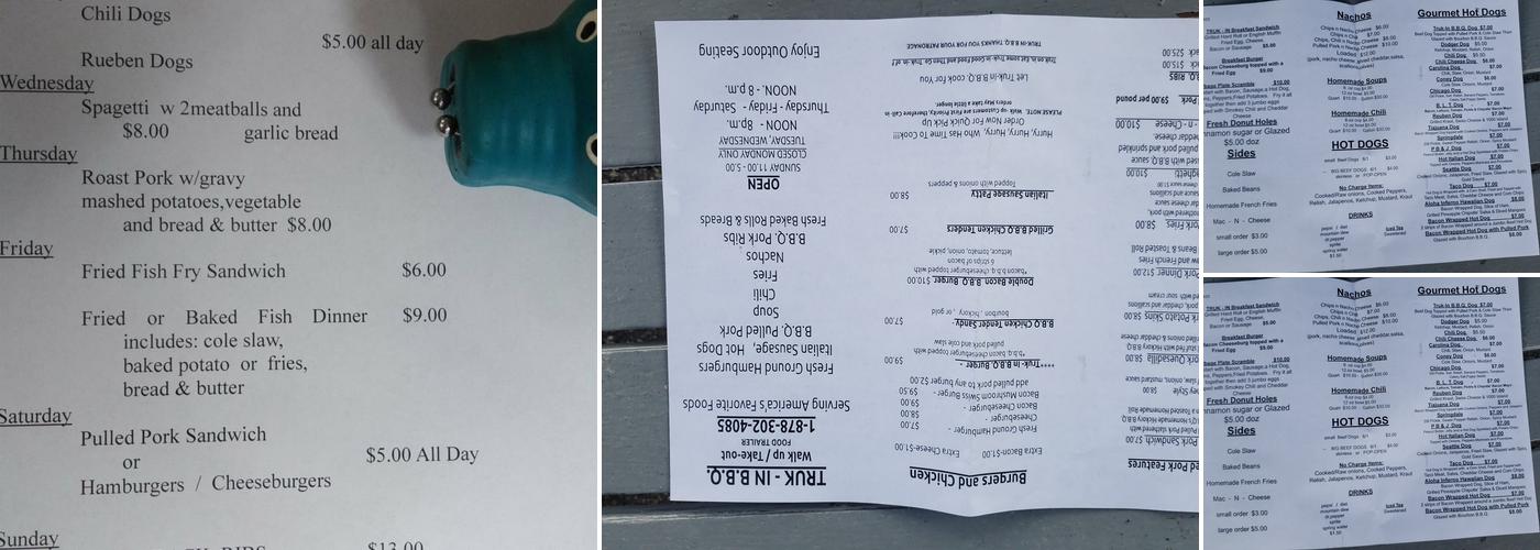 Truk-In BBQ Menu