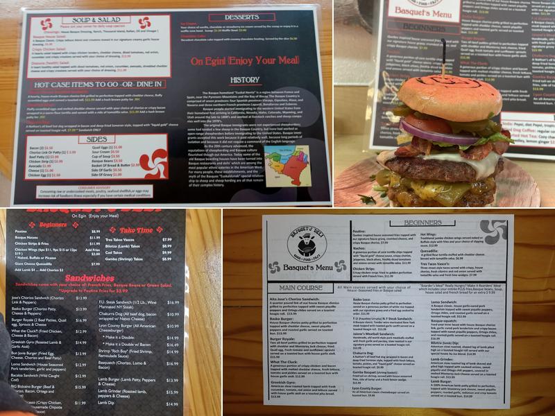 Basquet's Menu