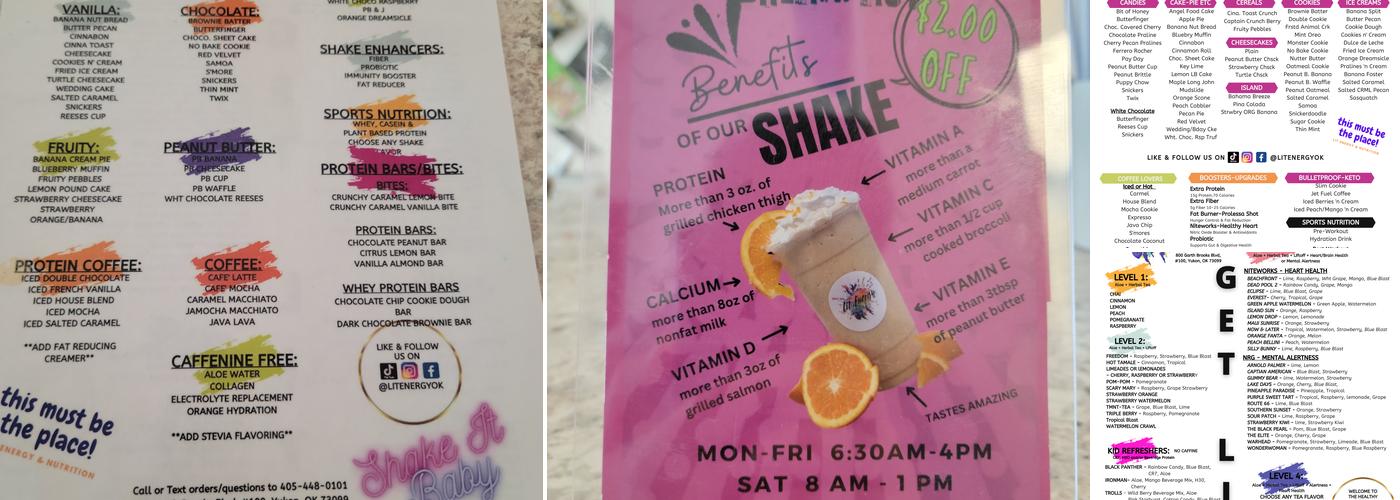 Lit Energy & Nutrition Menu