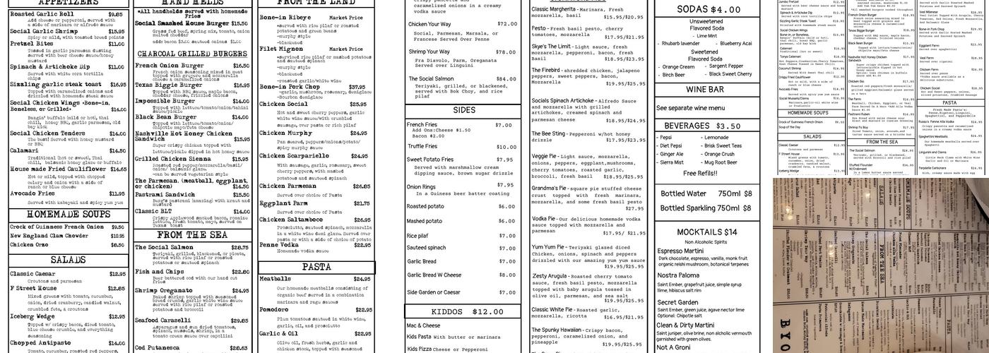 F St. Social Menu