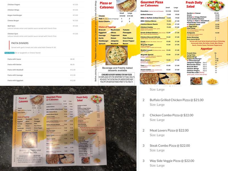 Wayside pizza Menu