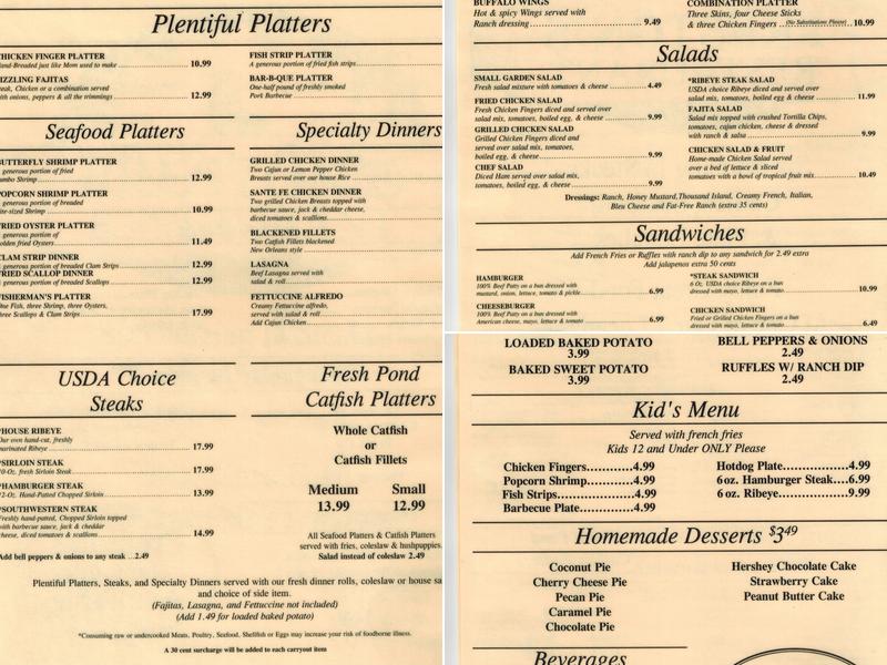 Preston’s Menu