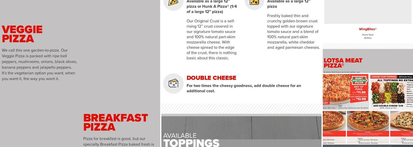 Hunt Brothers Pizza Menu