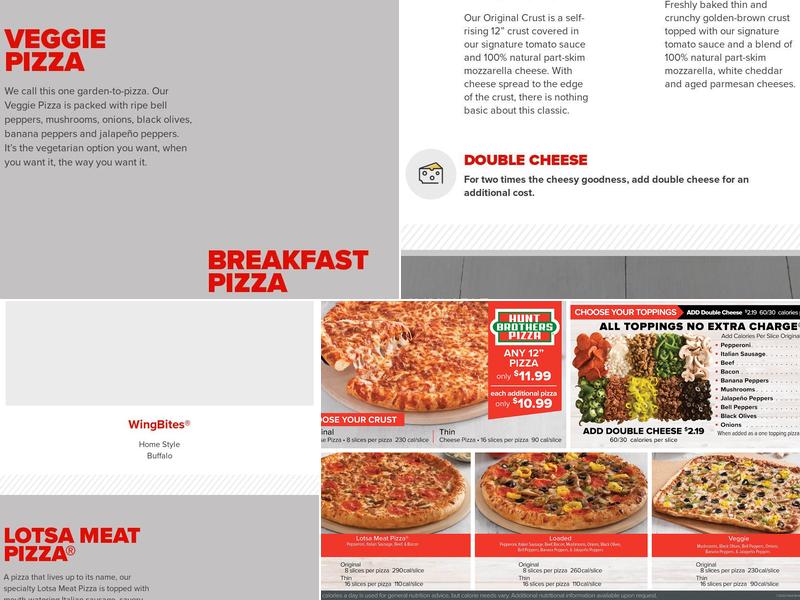 Hunt Brothers Pizza Menu