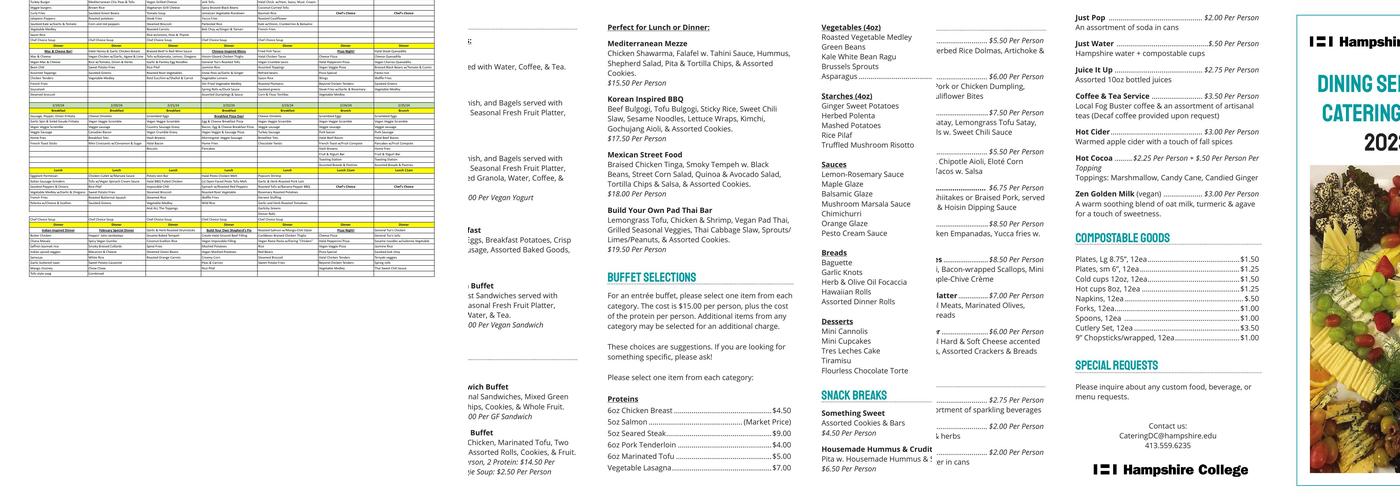 Hampshire College Dining Commons Menu