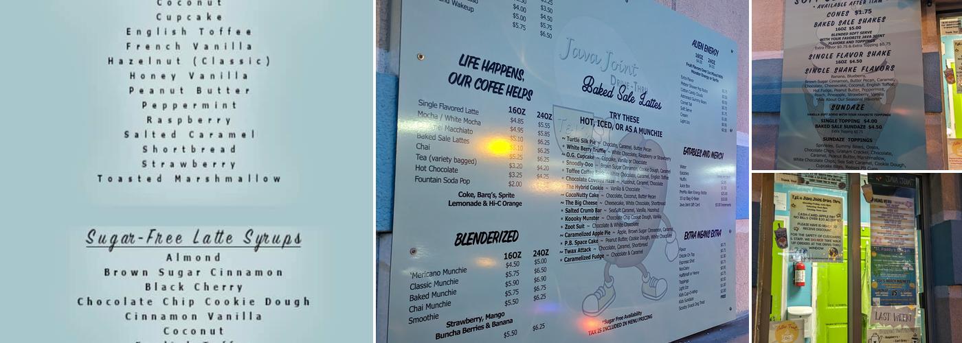 T&L's Java Joint Drive-Thru Menu