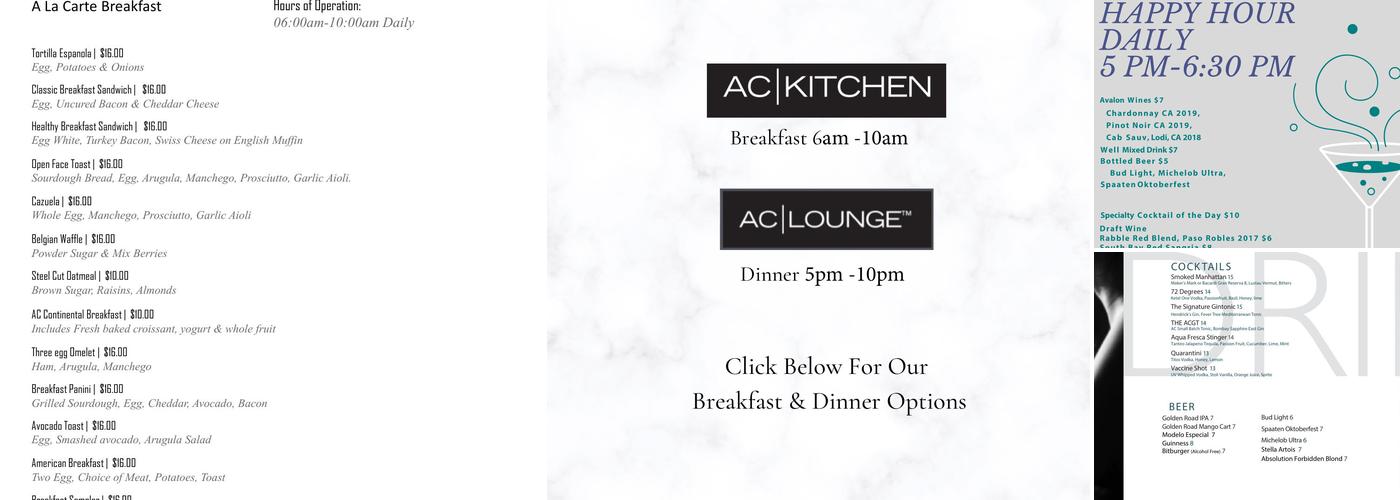 AC Bar and Lounge Menu