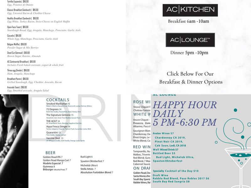 AC Bar and Lounge Menu