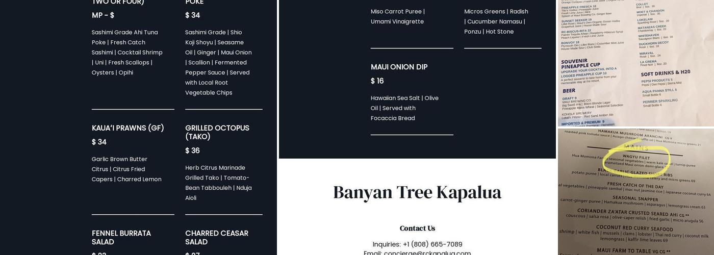 The Banyan Tree Menu