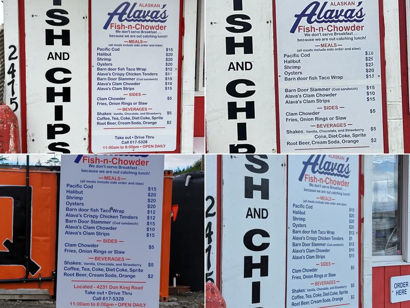 Alava's Fish-n-Chowder Menu