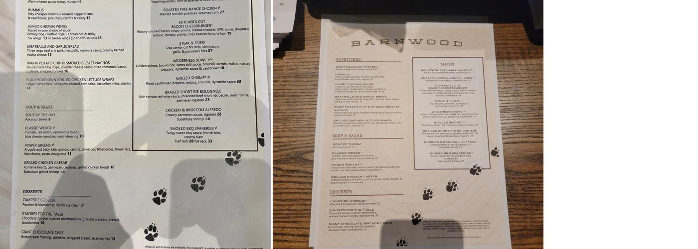 Barnwood Restaurant Menu