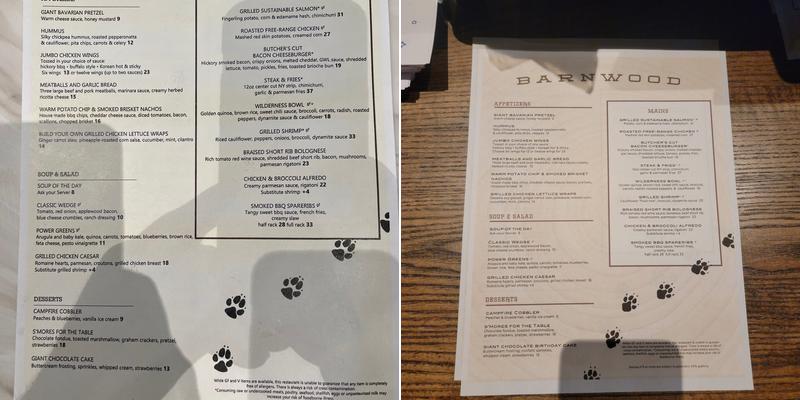 Barnwood Restaurant Menu