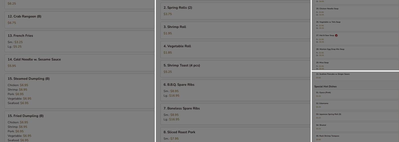 Spring Garden Menu