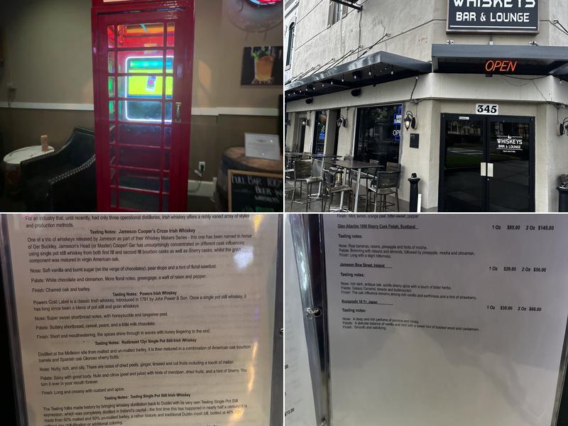 Whiskeys Bar & Lounge Menu